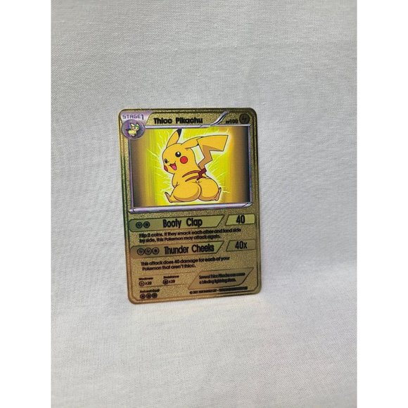 Thicc Pikachu Gold Metal Card- Brand new- Funny Gag Gift - Picture 1 of 3
